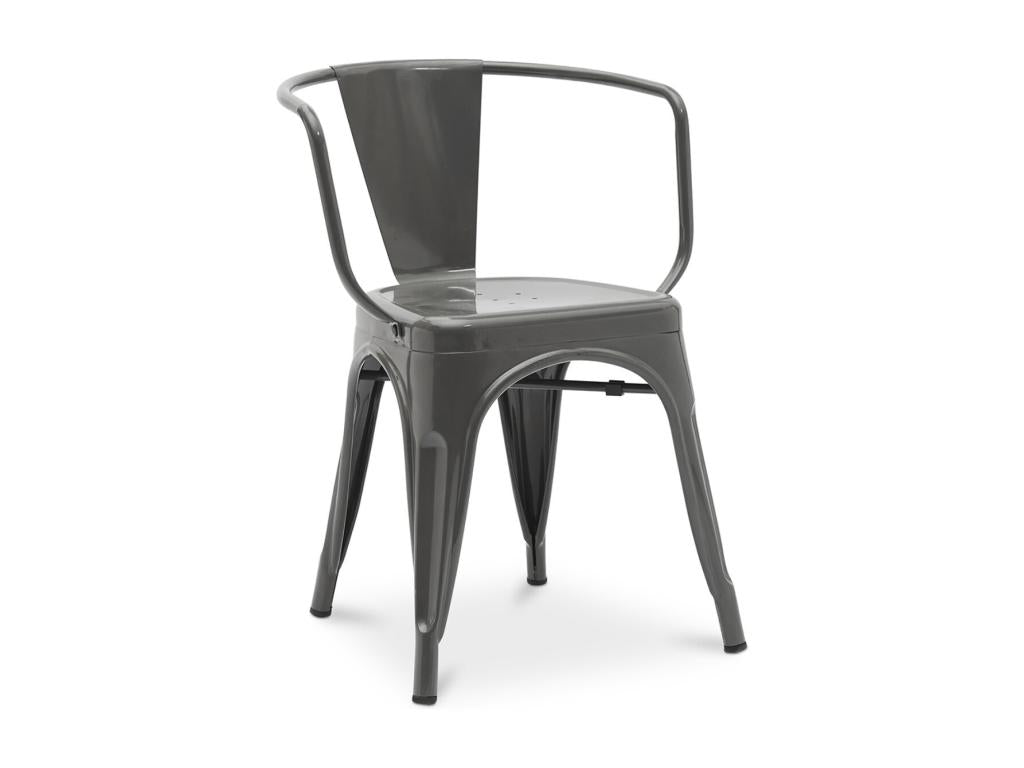 Ventoriq industrial chair with polished steel armrests --Dark Blue BDHL22676