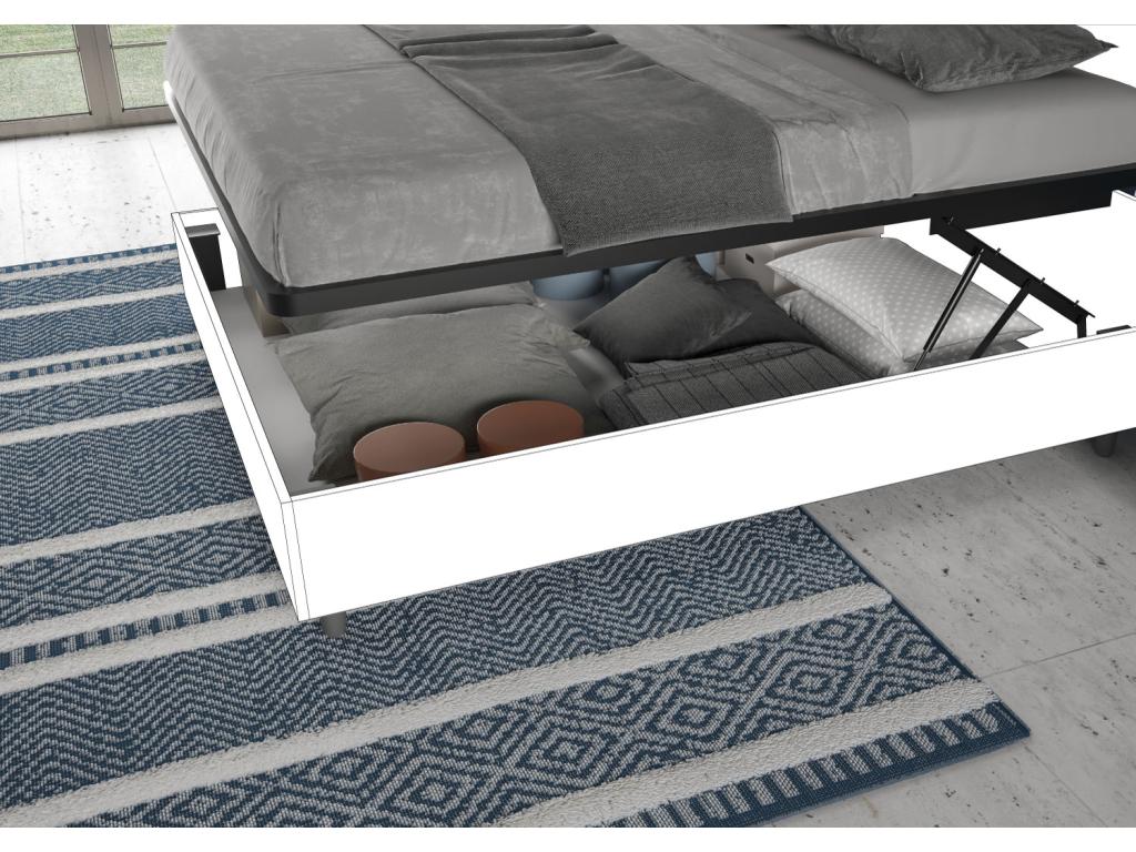 Lumenao QNCV01575 Double Raised Storage Bed 160x200 Concrete