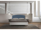 Bed without slatted base 160x200 white ash frame blue microfiber headboard Boislis SSLR48095