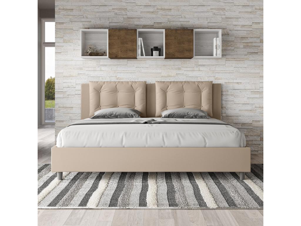 Lit avec sommier rembourrée 180x190 similicuir Lumenao BOBG71555