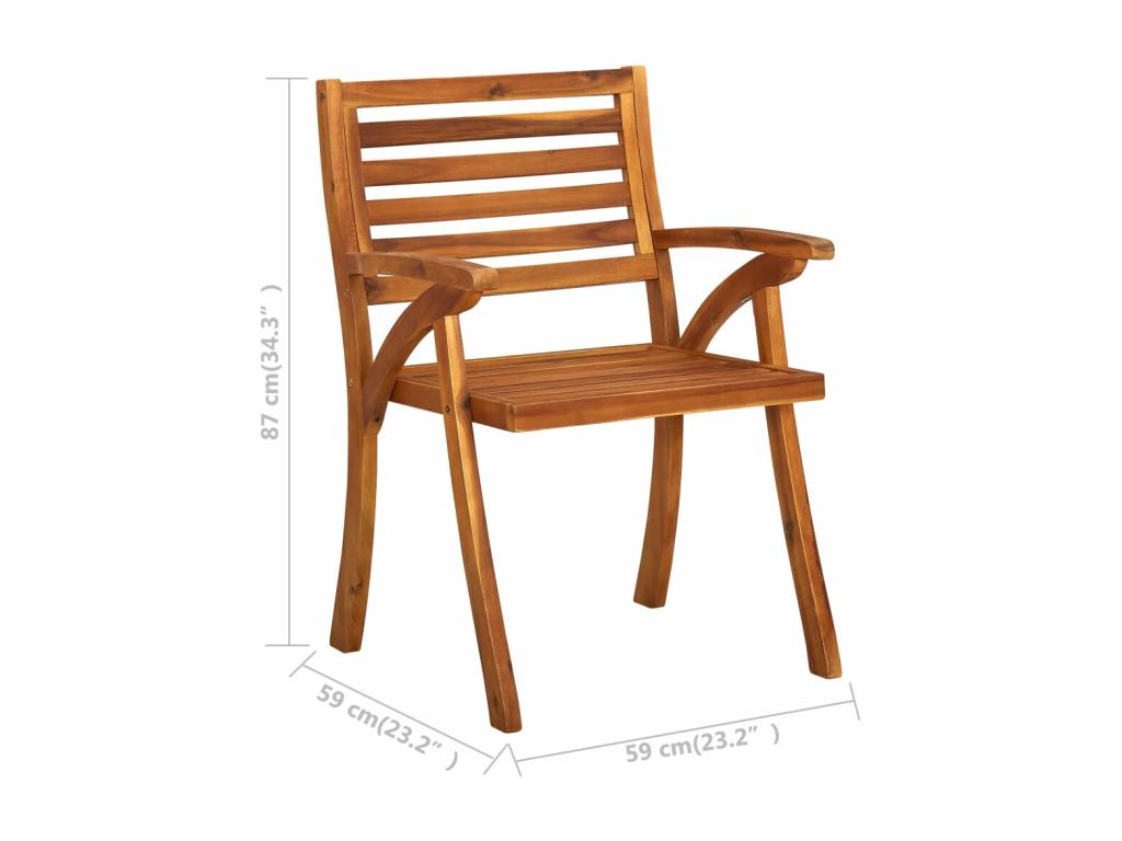 Ventoriq Solid Wood Garden Dining Chairs with Cushions, 2 Pieces, LXZH00392