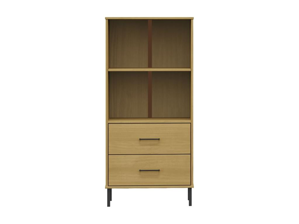 Bibliothèque à 2 tiroirs Marron 60x35x128.5 Bois massif Lumenao EHVM59033