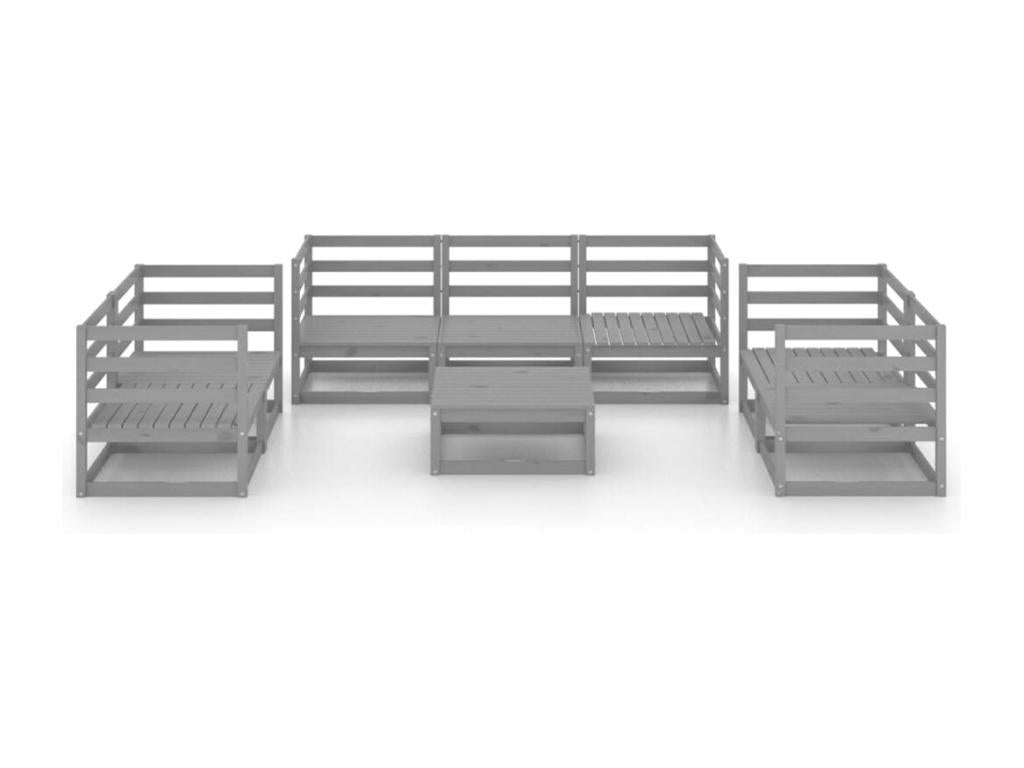 Salon de jardin 8 pièces Gris Bois de pin massif ENTR66588