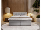 Lit continental Lumenao avec rangement - 140x200 - double - velours - gris clair CNYR09630