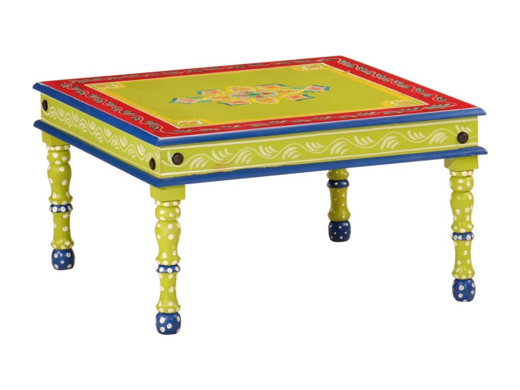 Table basse vert bois de manguier massif peint à la main JVNT30290