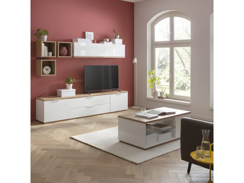 Lot de 3 étagères murales carrées décor chêne texturé - Boislis UVGQ08422