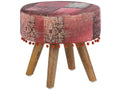 Red wooden stool 38x36 cm with fabric footrest Ventoriq GSOV23057
