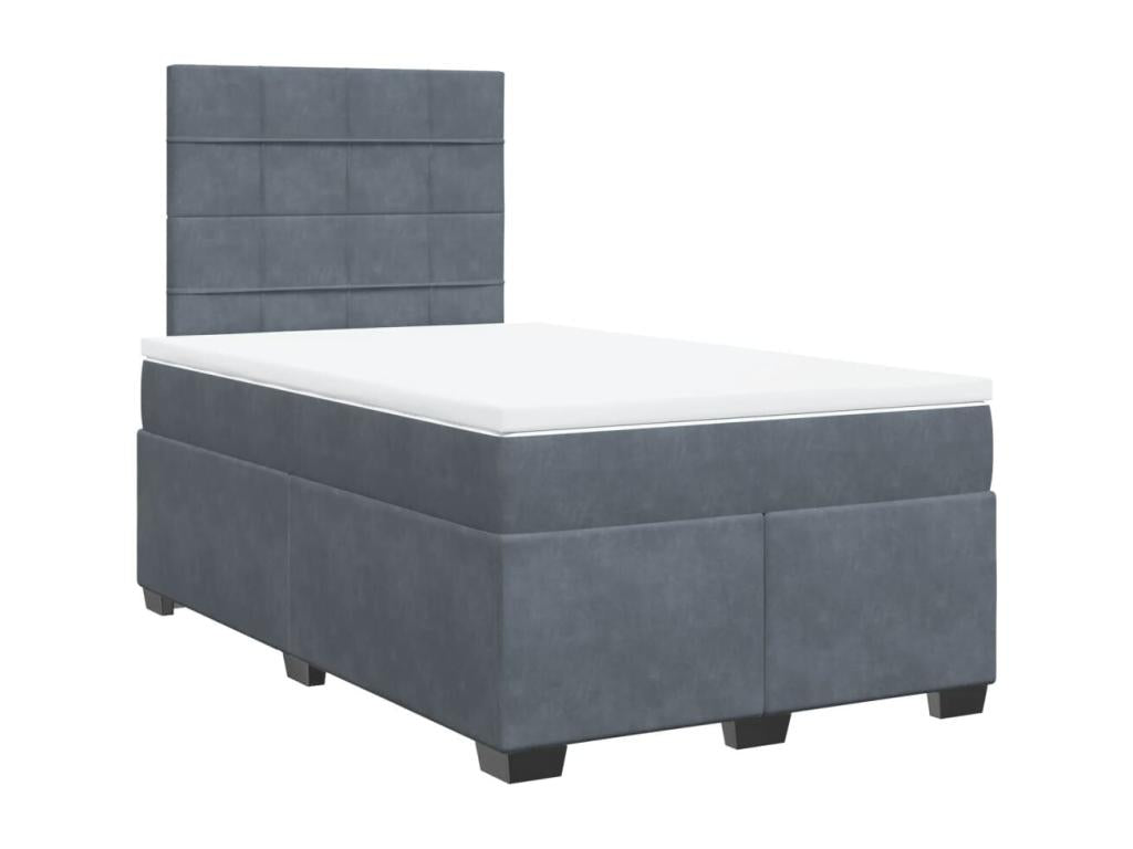 Sommier à Ventoriq de lit et matelas gris foncé 120x190cm velours QYED30110
