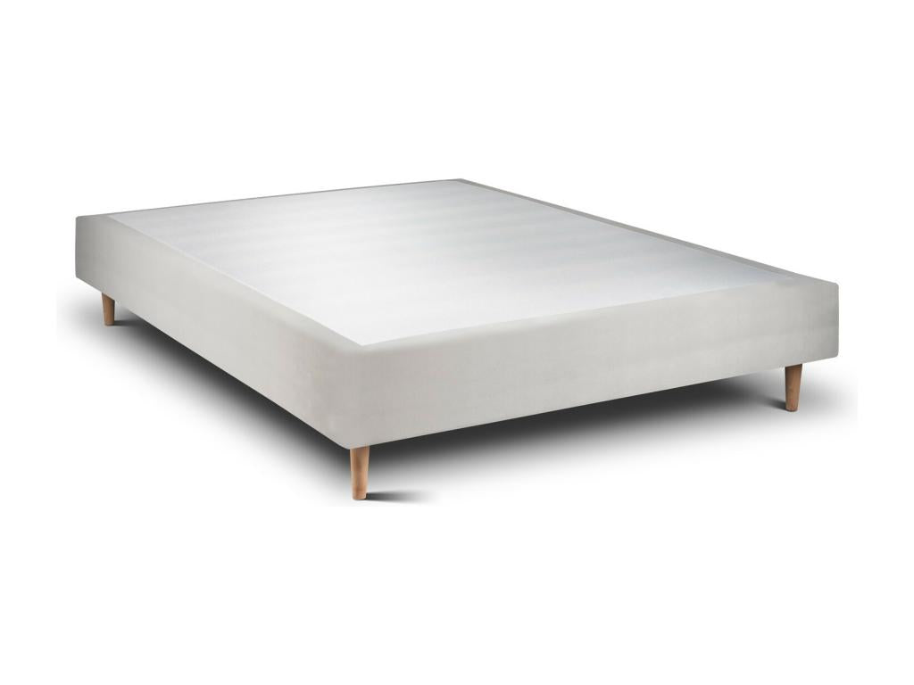 Sommier Tapissier Velours Gris clair 160x200 H35cm XIND02376