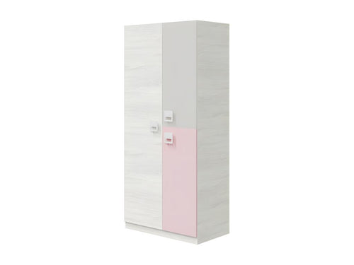 Armoire 3 portes en aggloméré rose 200x90x52cm KMTG04265