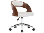 Chaise pivotante de bureau Blanc Bois courbé et similicuir PGIQ87869