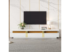 Meuble TV avec 3 tiroirs - 200x40x42 cm - Panneau de particules - Aspect marbre - Blanc DBGQ41545