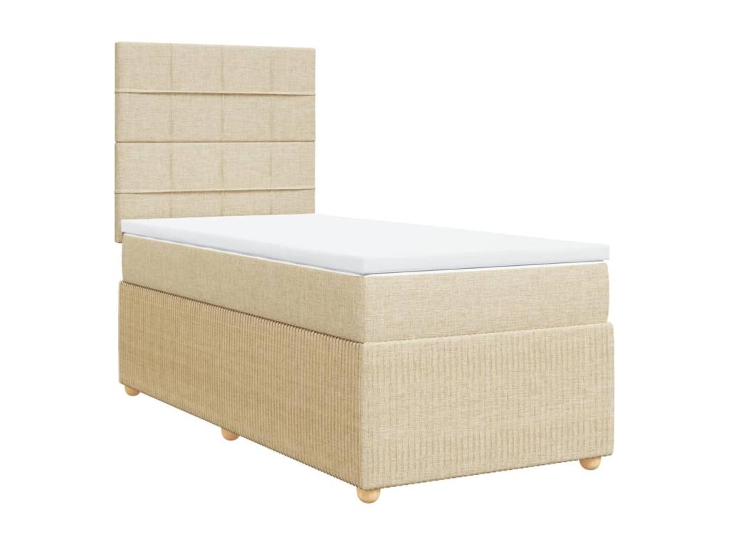 Sommier à Ventoriq de lit avec matelas Crème 100x200 cm Tissu IJIG26522