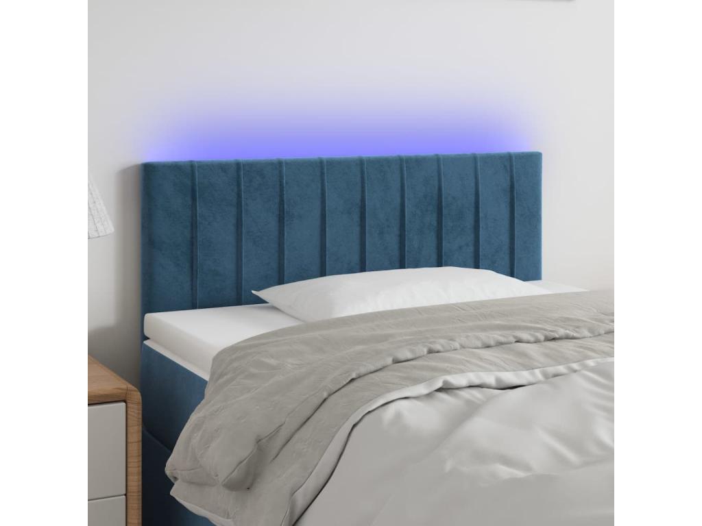 Tête de lit à LED Bleu foncé 100x5x78/88 cm Velours JBJY23168