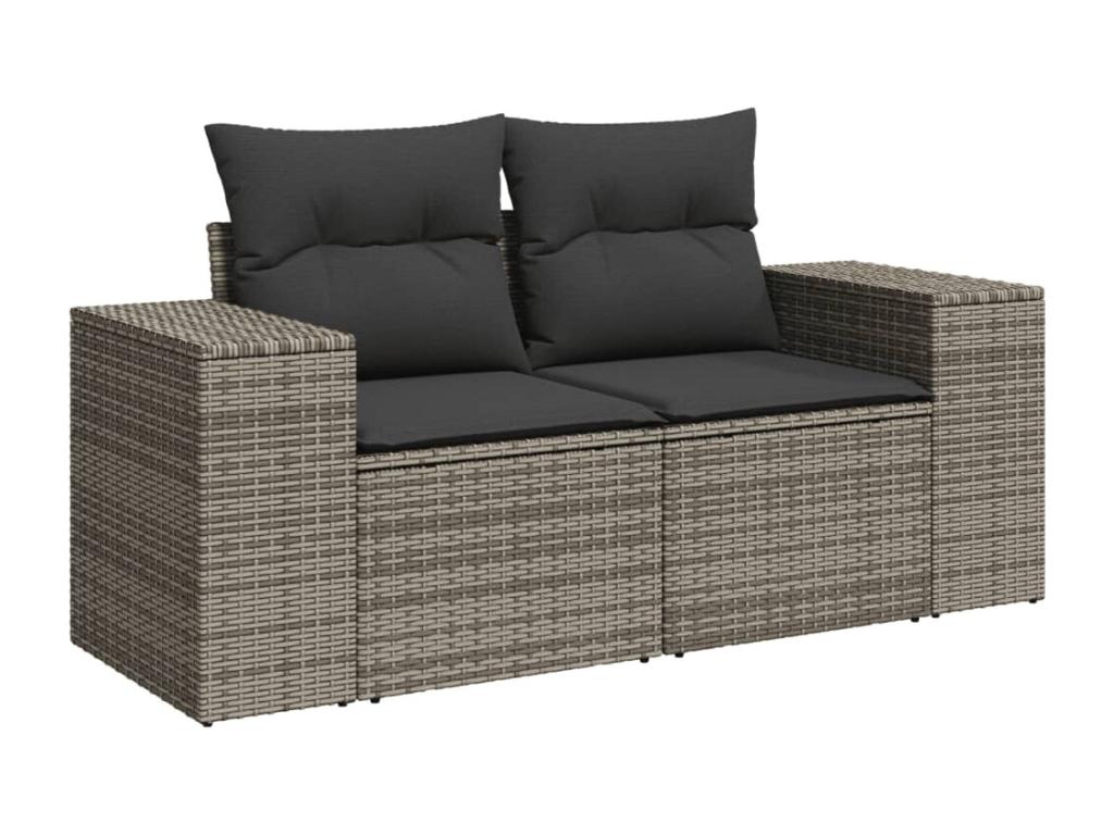 Salon de jardin 5 pcs avec coussins gris résine tressée ISFO60132