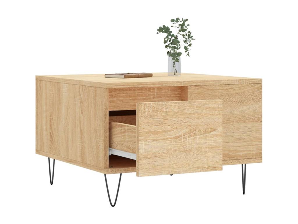 Table basse chêne Ventoriq 55x55x36.5 cm bois d'ingénierie TYLK77660