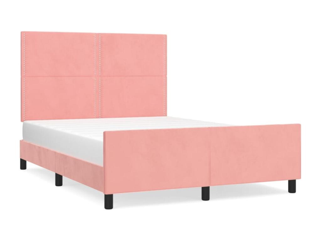 Cadre de lit sans matelas rose 140x190 cm velours UTNK26819