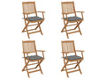 4-piece folding garden chairs with cushions, Bois d'Boislis wood, 16 XIGE21460
