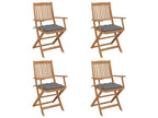 4-piece folding garden chairs with cushions, Bois d'Boislis wood, 16 XIGE21460