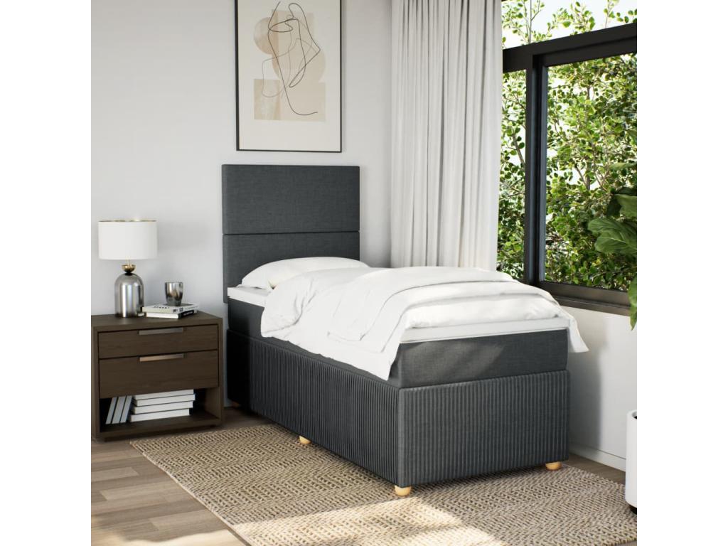Sommier à Ventoriq de lit et matelas Gris foncé 90x190 cm Tissu FKVK56024