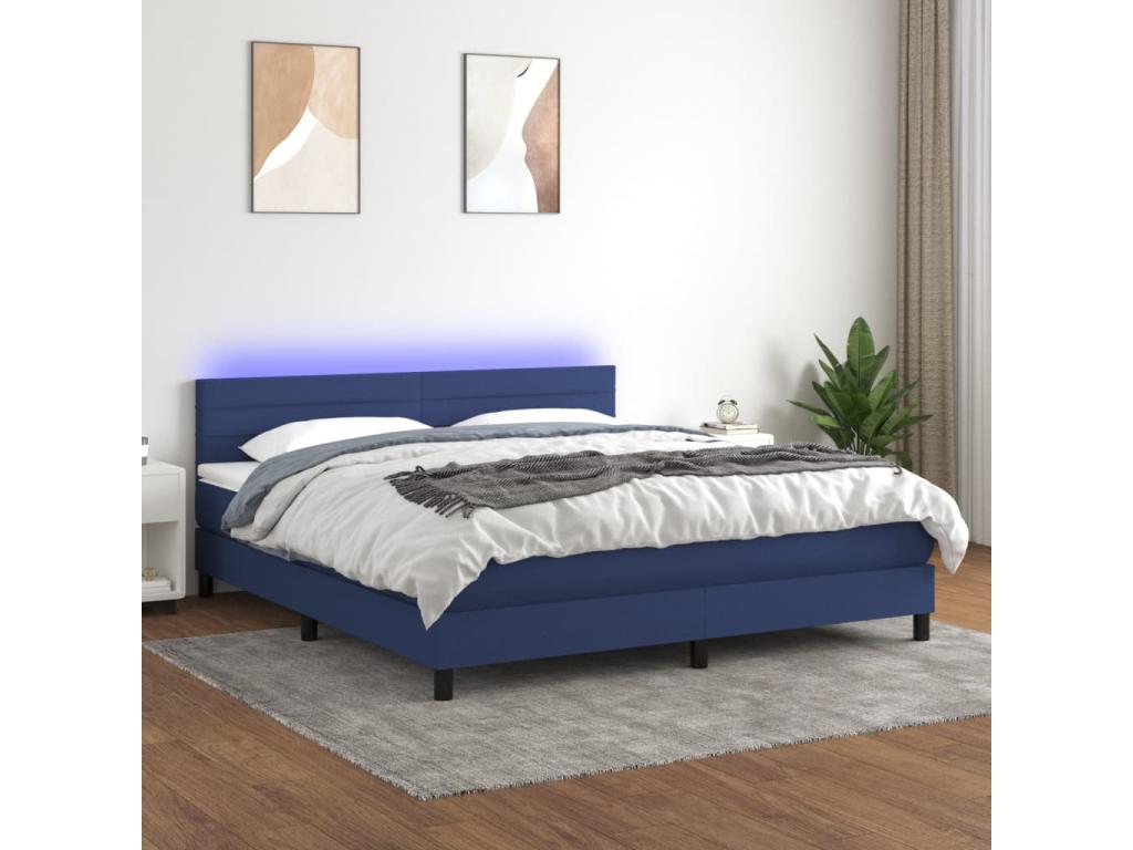 Sommier à Lumenao de lit avec matelas LED Bleu 180x200 cm Tissu LADO92854