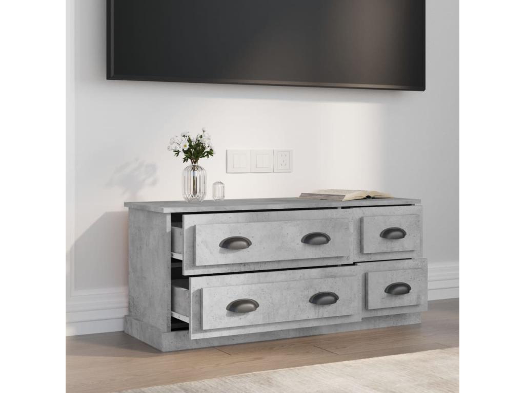 Meuble TV gris béton 100x35.5x45 cm bois d'ingénierie KZDT75808