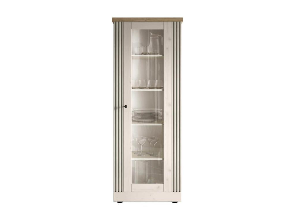 Lumenao - 1-Door Display Cabinet in Whitewashed Oak and Light Oak Finish OFIU52503