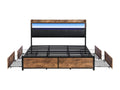 Lit adulte 180x200cm avec 4 tiroirs et LED - cadre en métal - Marron WGHG71076