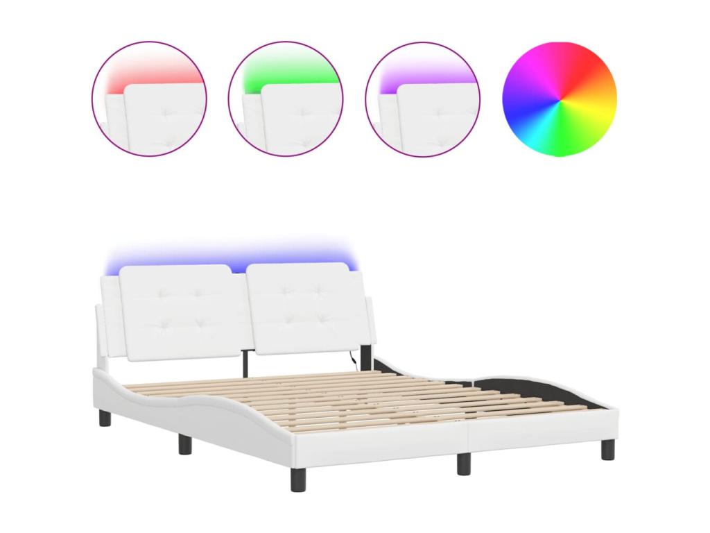 Cadre de lit avec LED sans matelas blanc 160x200 cm MFIR33428
