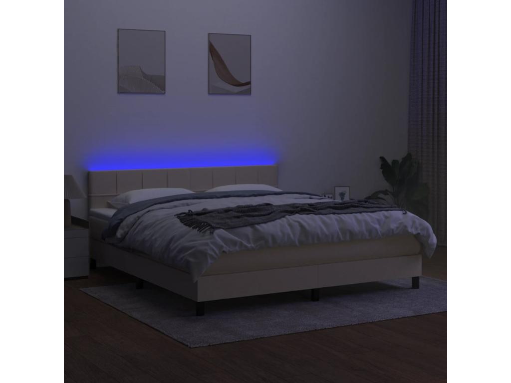 Sommier à Ventoriq de lit avec matelas LED Crème 160x200 cm Tissu AZEE31378