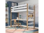 Lit mezzanine en bois - avec bureau N01 Blanc / Chêne Naturel 80x190 BHBM25068