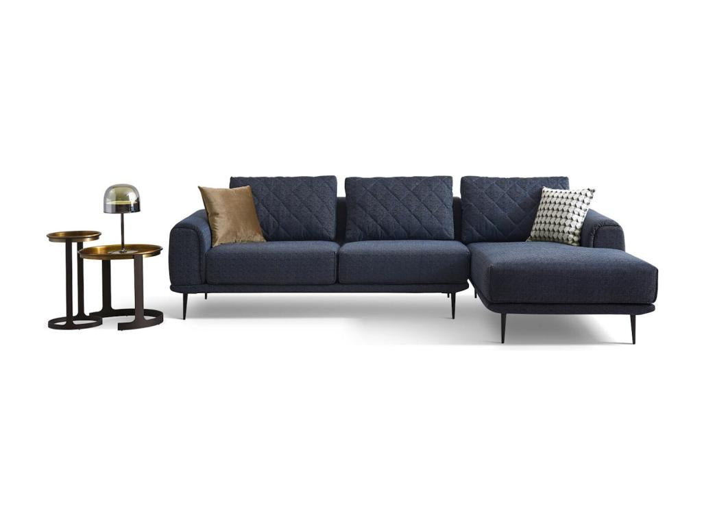 Canapé d'angle en tissu droit Lumenao - Bleu foncé - Angle Droit XSVV87751