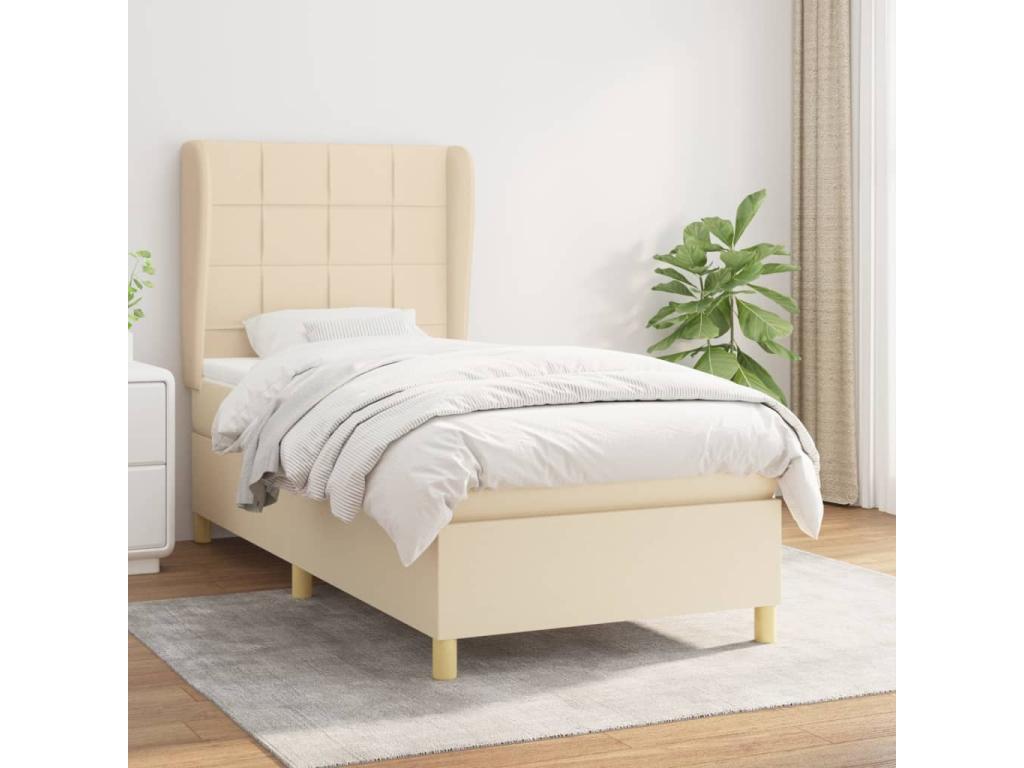 Lit à sommier tapissier et matelas Crème 90x190 cm Tissu OAJB99885