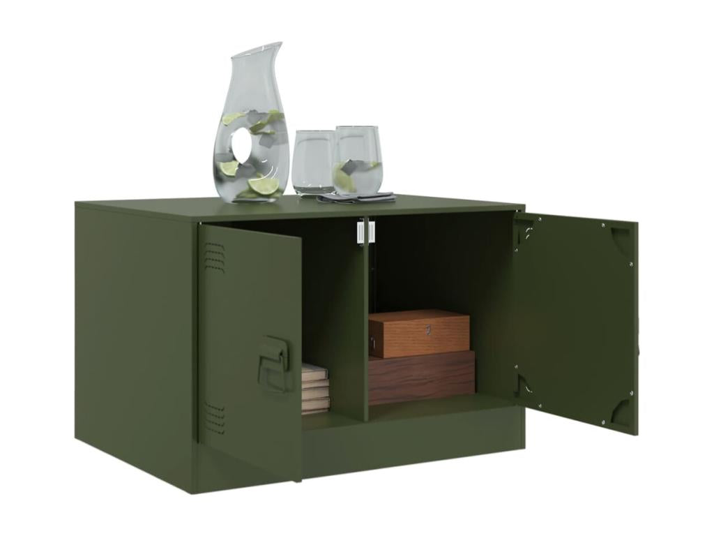 Table basse vert olive 67x50x44 cm acier VHMB25254