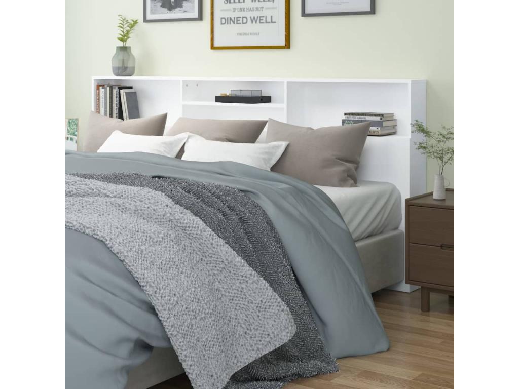 Armoire de tête de lit Blanc 220x19x103.5 cm NGWJ62037