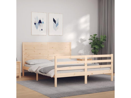 Bed frame with headboard 160x200 solid wood PTUT65911