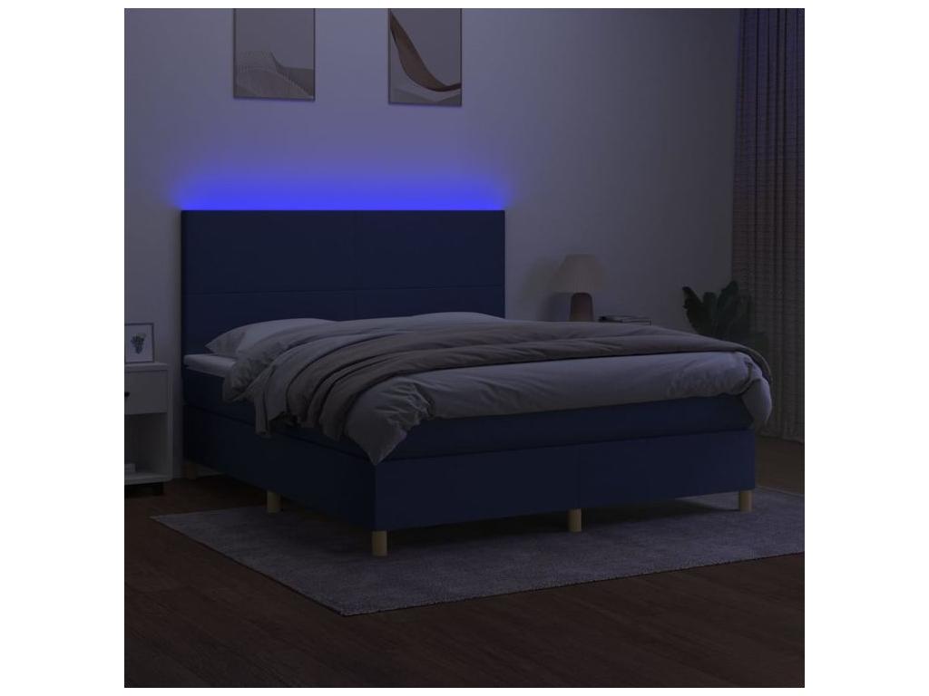 Sommier à Ventoriq de lit et matelas et LED Bleu 180x200 Tissu TFOR24703