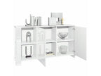 White Matte Body Furniture with Glossy White Fronts and Raw Oak Effect Panels 143x81x36 cm LHJQ84054