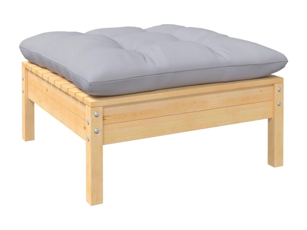 Salon de jardin 8 pcs avec coussins gris Bois de pin UCSJ68682