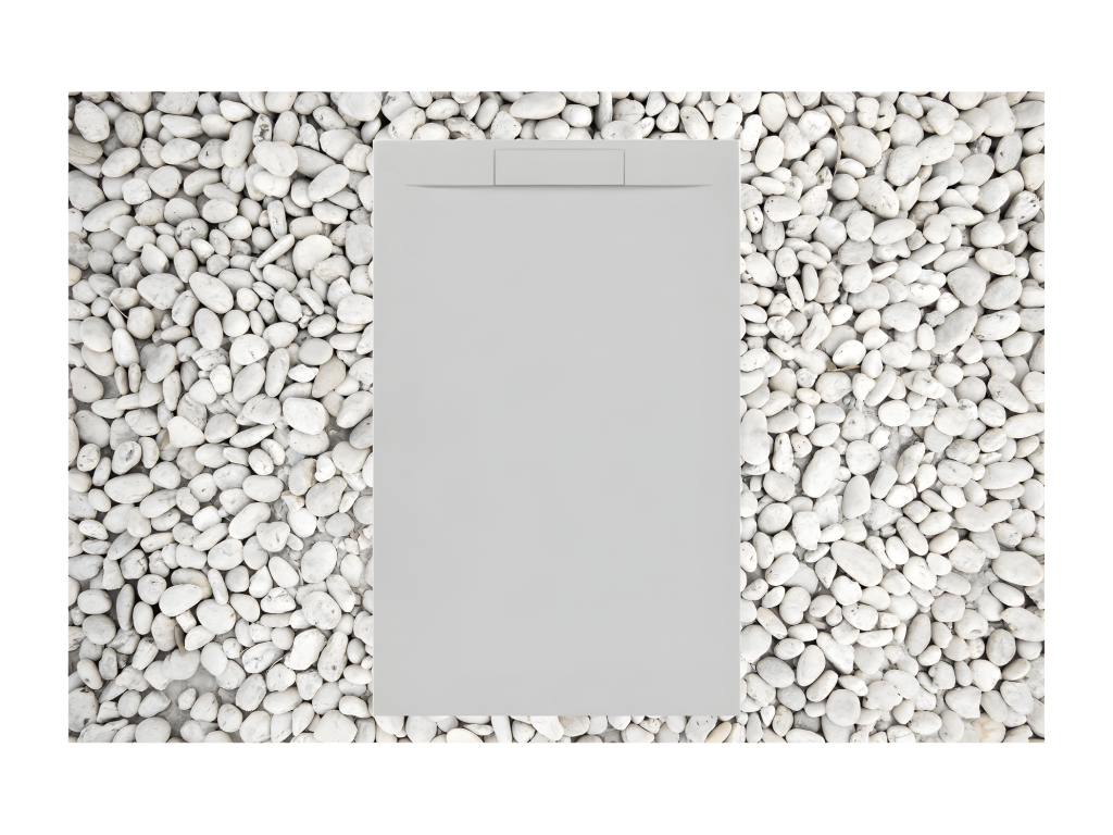 Lumenao 80x90 cm Grey Shower Tray, Lumenao Line, Resin and Marble Powder, with Side Grid, Marble Resin, UWMD79697