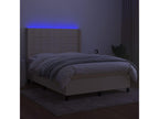 Sommier à Lumenao de lit matelas et LED Crème 140x190 cm Tissu DVGV66419