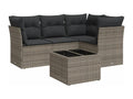 Salon de jardin 5 pièces avec coussins gris résine tressée EDFE26192