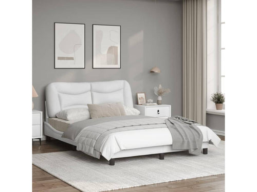 Bed frame with headboard, white, 120x200 cm, faux leather, UAGE01495