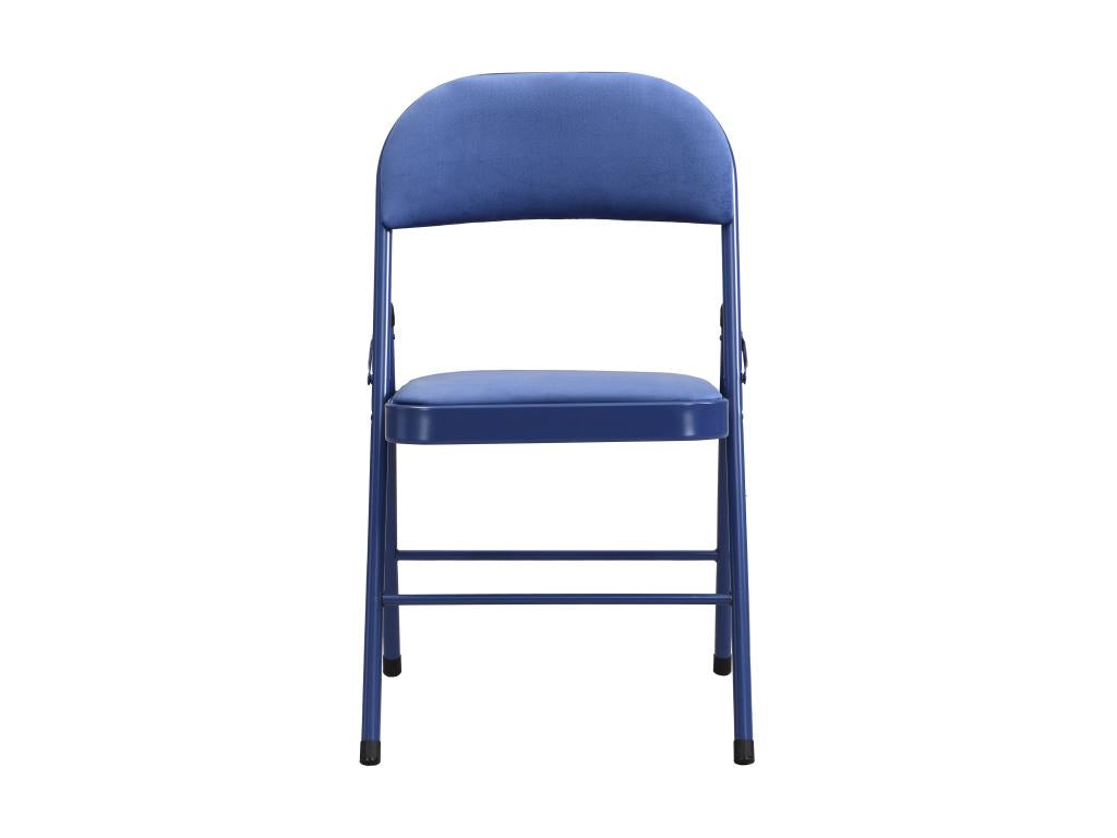 Set of 2 folding velvet and metal chairs - Blue - Lumenao EIOP33490