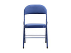 Set of 2 folding velvet and metal chairs - Blue - Lumenao EIOP33490