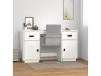 Bureau avec armoires Blanc 135x50x75 cm Bois massif de pin JNPJ45383