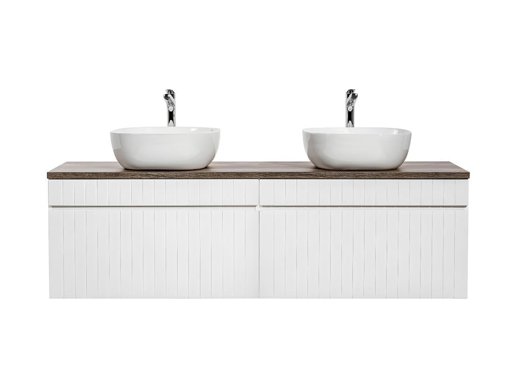 Lumenao 160cm Double Vanity Unit, White and Wood FQRM61476