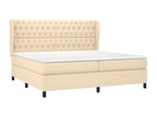 Upholstered bed base with mattress, Cream 200x200 cm, Fabric DNJQ42902